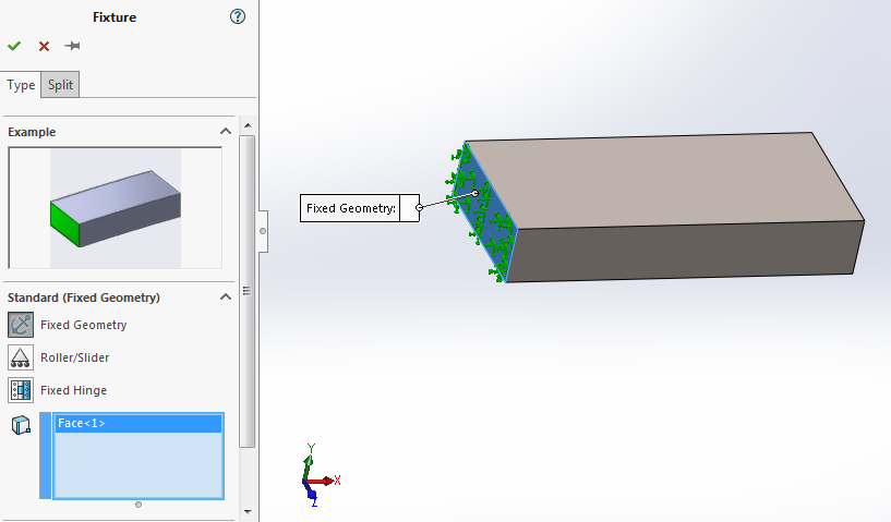 انتخاب فیکسچر fixed geometry برای شروع تحلیل در سیمولیشن سالیدورک